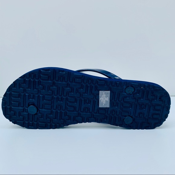 Tommy Hilfiger Flip Flop Navy/Color dots/Gold Sz 7 - Picture 10 of 12